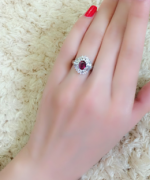 驚豔鴿子血~1.59克拉天然紅寶石鑽石PT900戒指