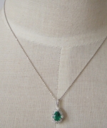 日本工藝鉑金 祖母綠鑽石 項鏈