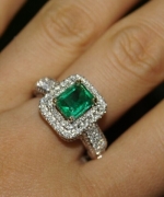 18k白金 祖母綠戒指 鑽石豪鑲個性定制款