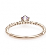 18k玫瑰金紫水晶戒指 二月誕生石精緻寶石女戒